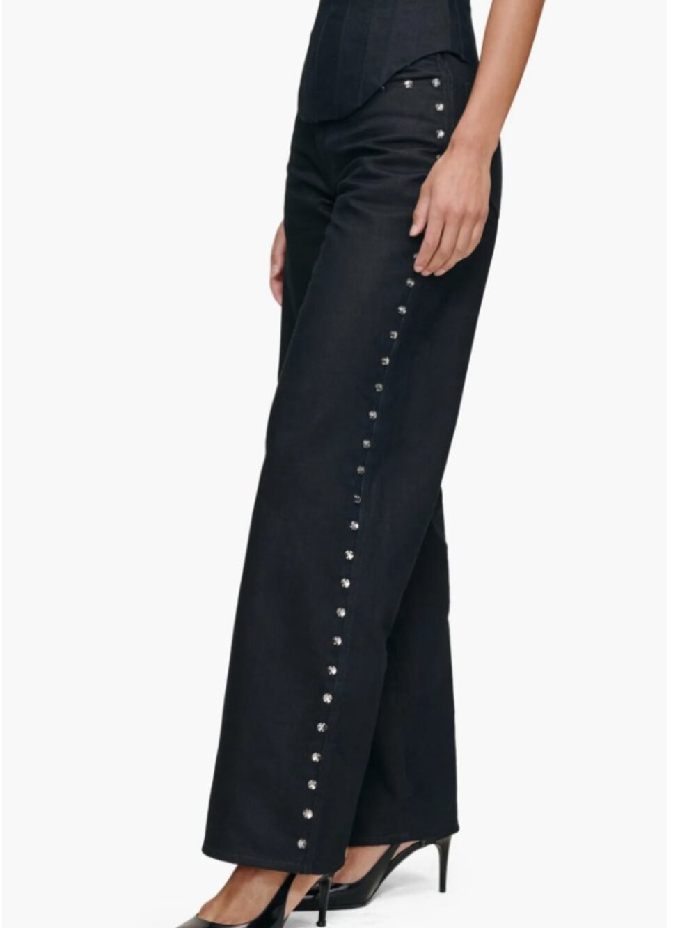 DL1961 Kaylen Embellished Rhinestones High Waist Barrel Jeans